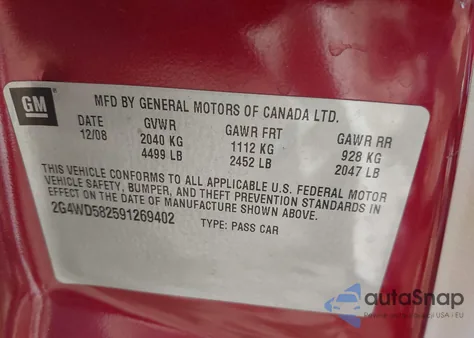 2009 Buick Lacrosse Cxl z USA, uszkodzony, nr VIN 2G4WD582591269402